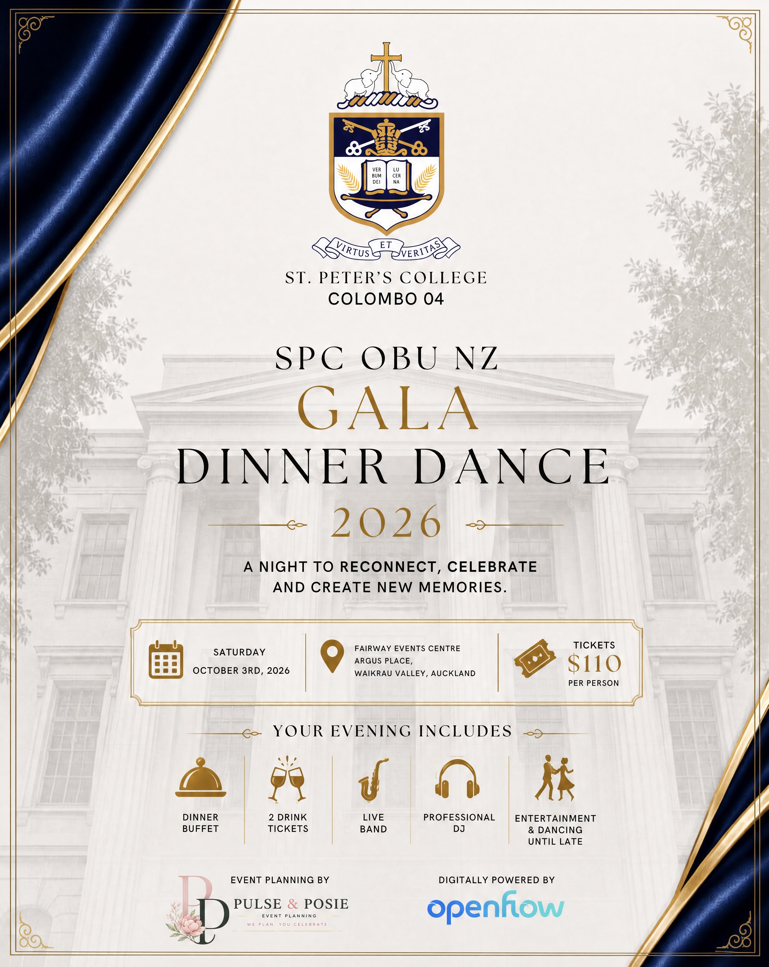 SPC OBU NZ Gala Dinner Dance 2026 flyer - Saturday 3rd October 2026, Fairway Events Centre, Auckland
